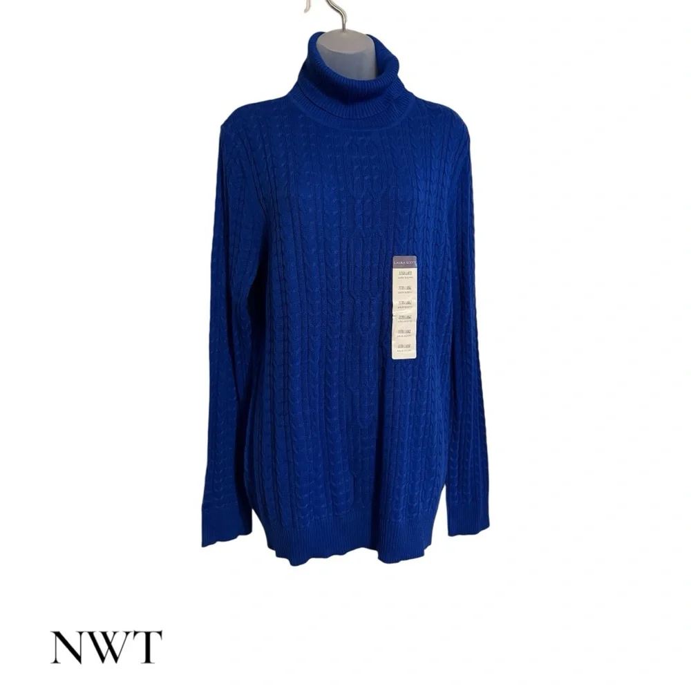 NWT BEAUTIFUL Royal Blue Turtleneck Sweater XLARGE #T - Picture 1 of 11